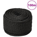 vidaXL Linka robocza, czarna, 12 mm, 100 m, polipropylen