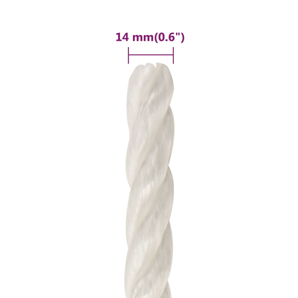vidaXL Linka robocza, biała, 14 mm, 100 m, polipropylen