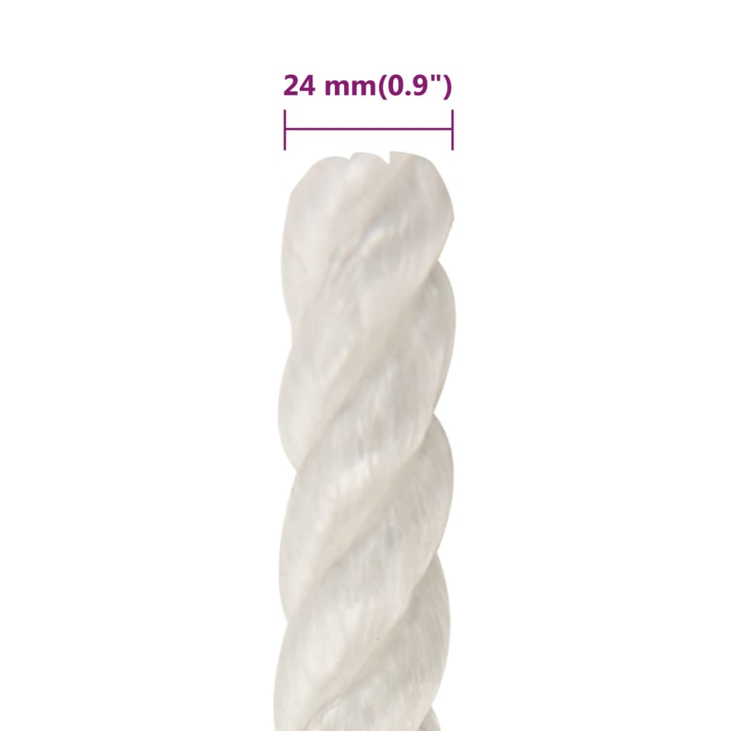 vidaXL Linka robocza, biała, 24 mm, 50 m, polipropylen
