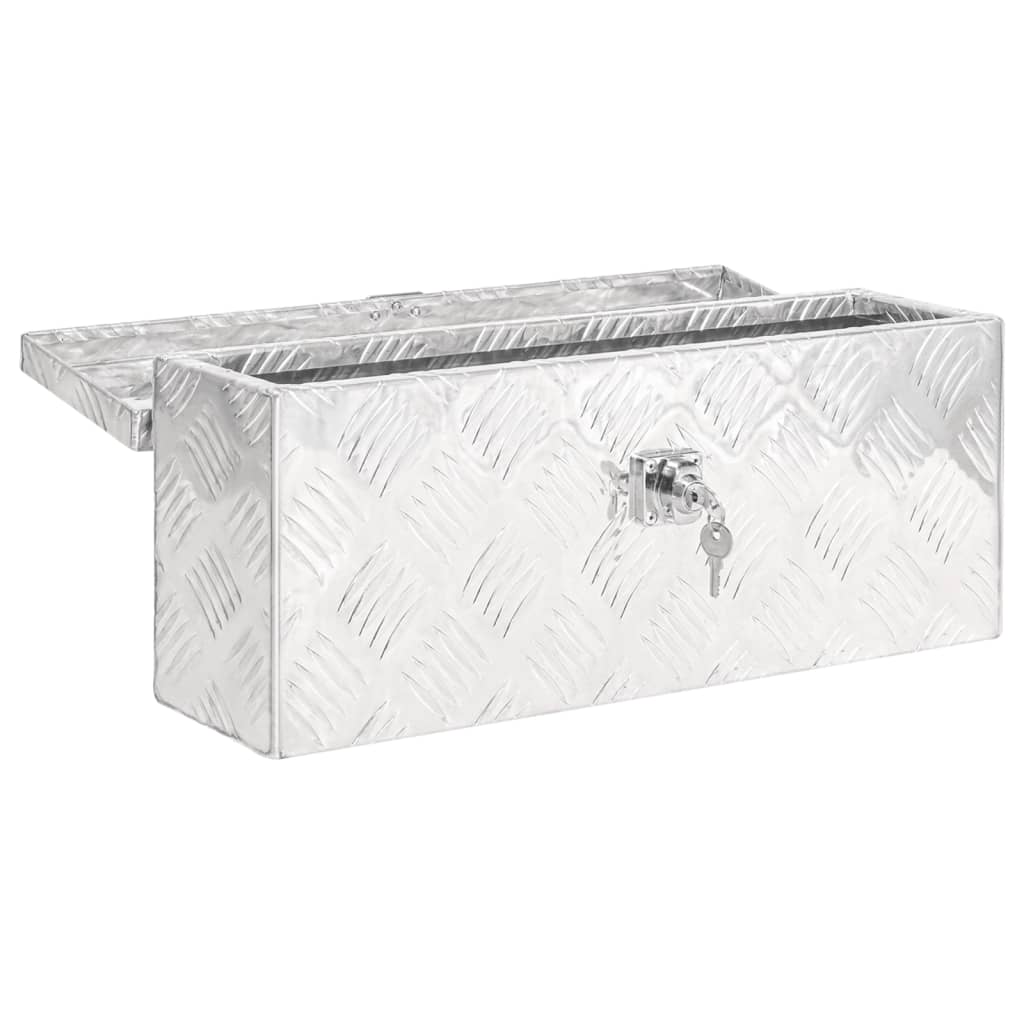 vidaXL Skrzynka do przechowywania, srebrna, 50x15x20,5 cm, aluminium