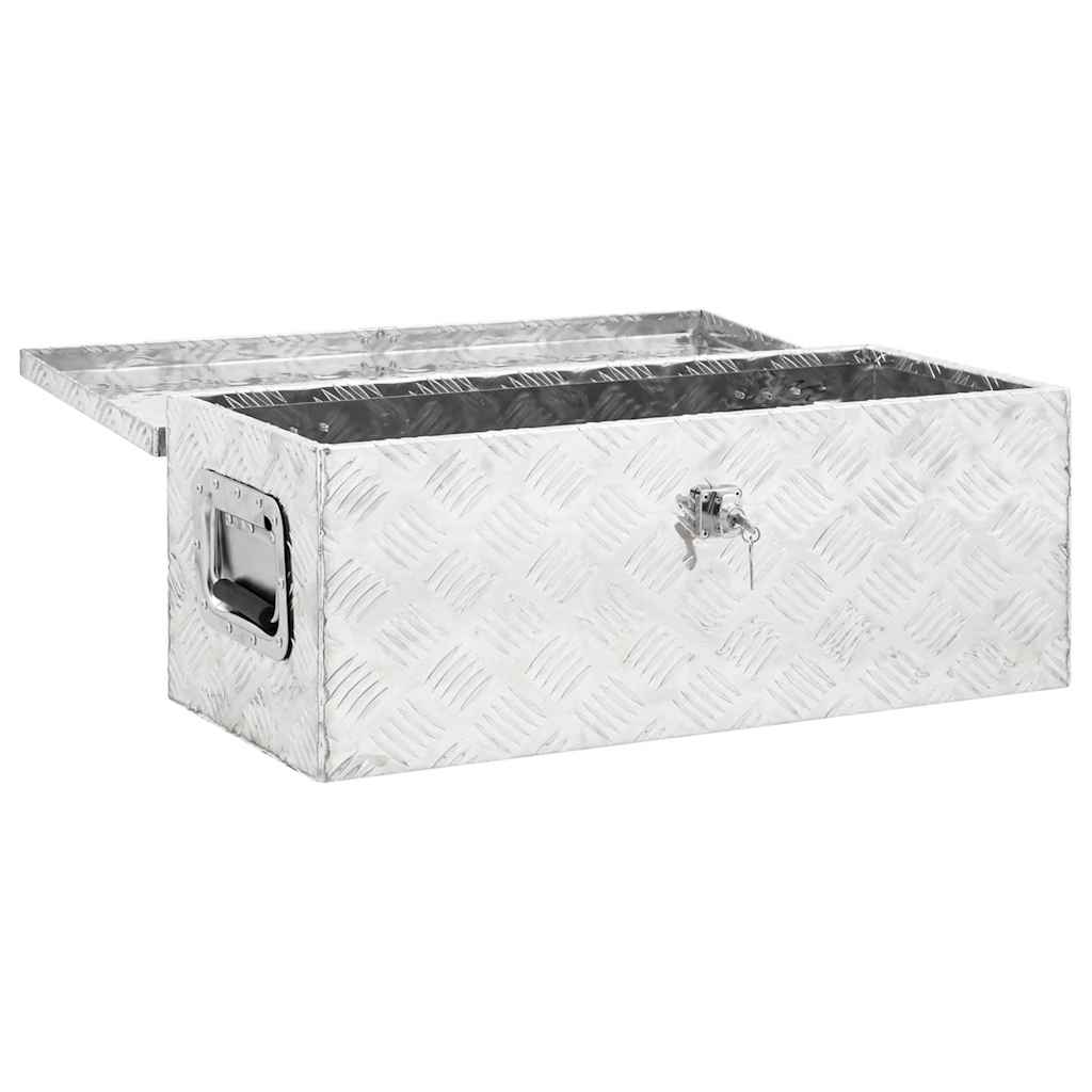 vidaXL Skrzynka do przechowywania, srebrna, 70x31x27 cm, aluminium