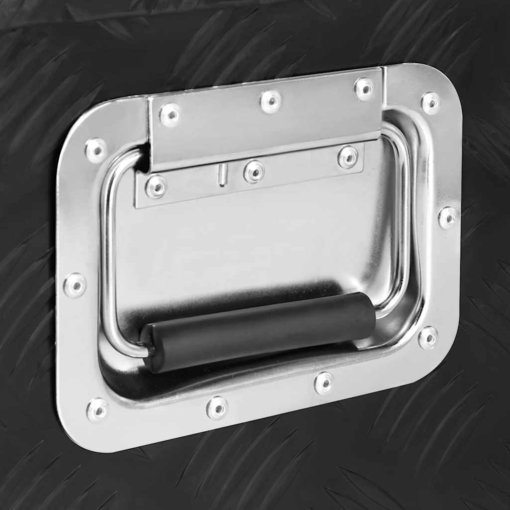 vidaXL Skrzynka do przechowywania, czarna, 70x31x27 cm, aluminium