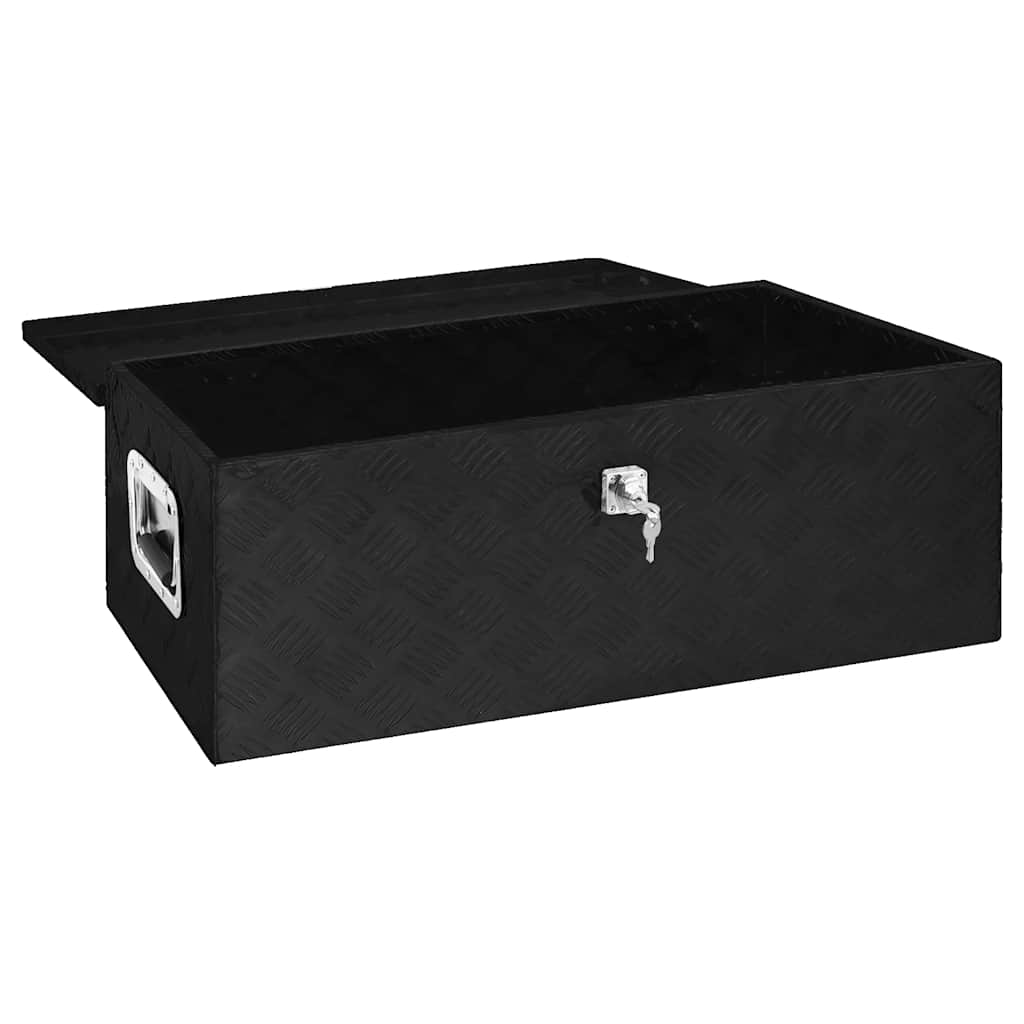 vidaXL Skrzynka do przechowywania, czarna, 80x39x30 cm, aluminium