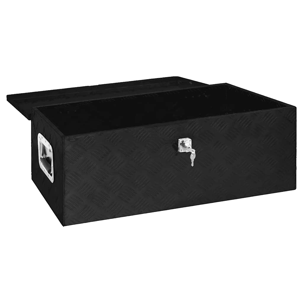 vidaXL Skrzynka do przechowywania, czarna, 90x47x33,5 cm, aluminium