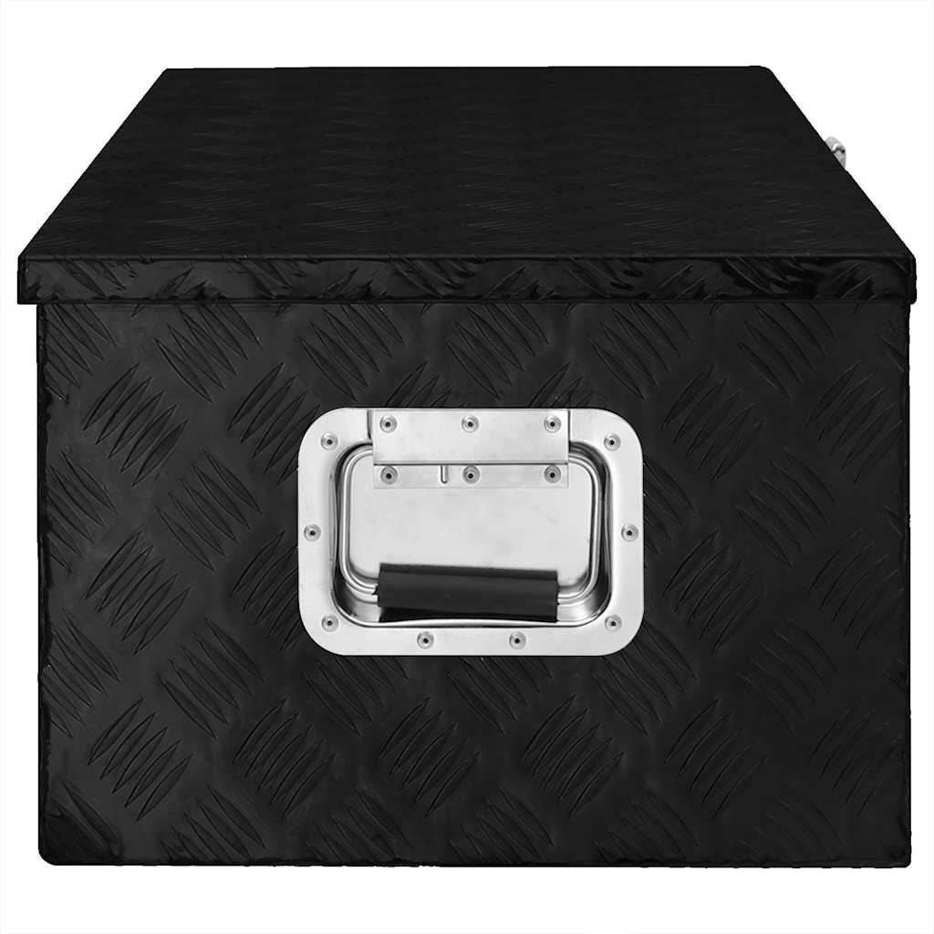 vidaXL Skrzynka do przechowywania, czarna, 90x47x33,5 cm, aluminium