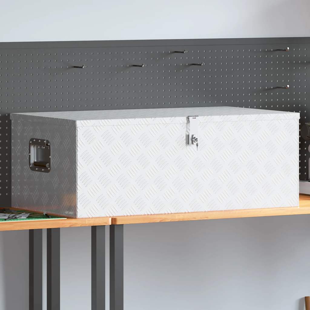 vidaXL Skrzynka do przechowywania, srebrna, 100x55x37 cm, aluminium