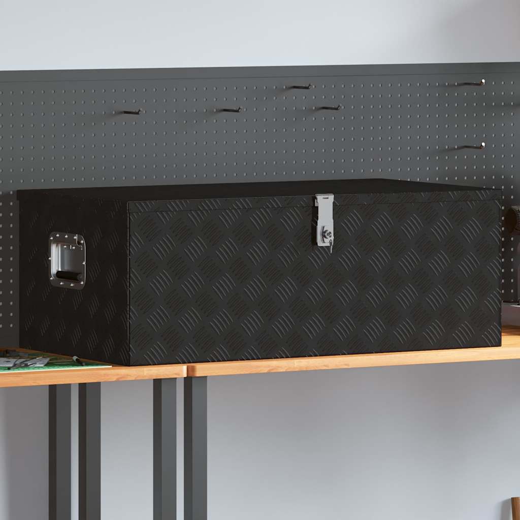 vidaXL Skrzynka do przechowywania, czarna, 100x55x37 cm, aluminium