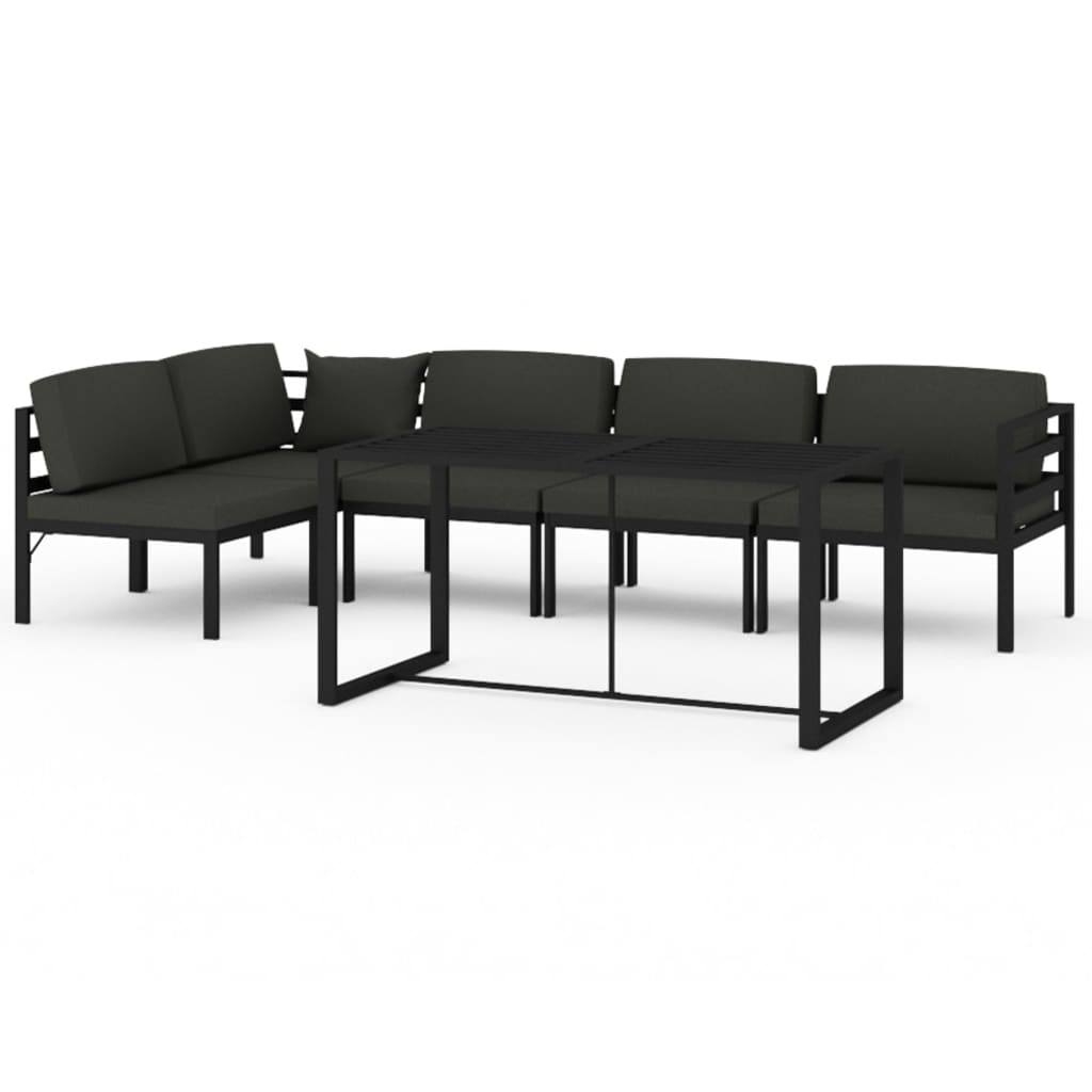 vidaXL 6-cz. zestaw mebli ogrodowych, poduszki, aluminium, antracyt