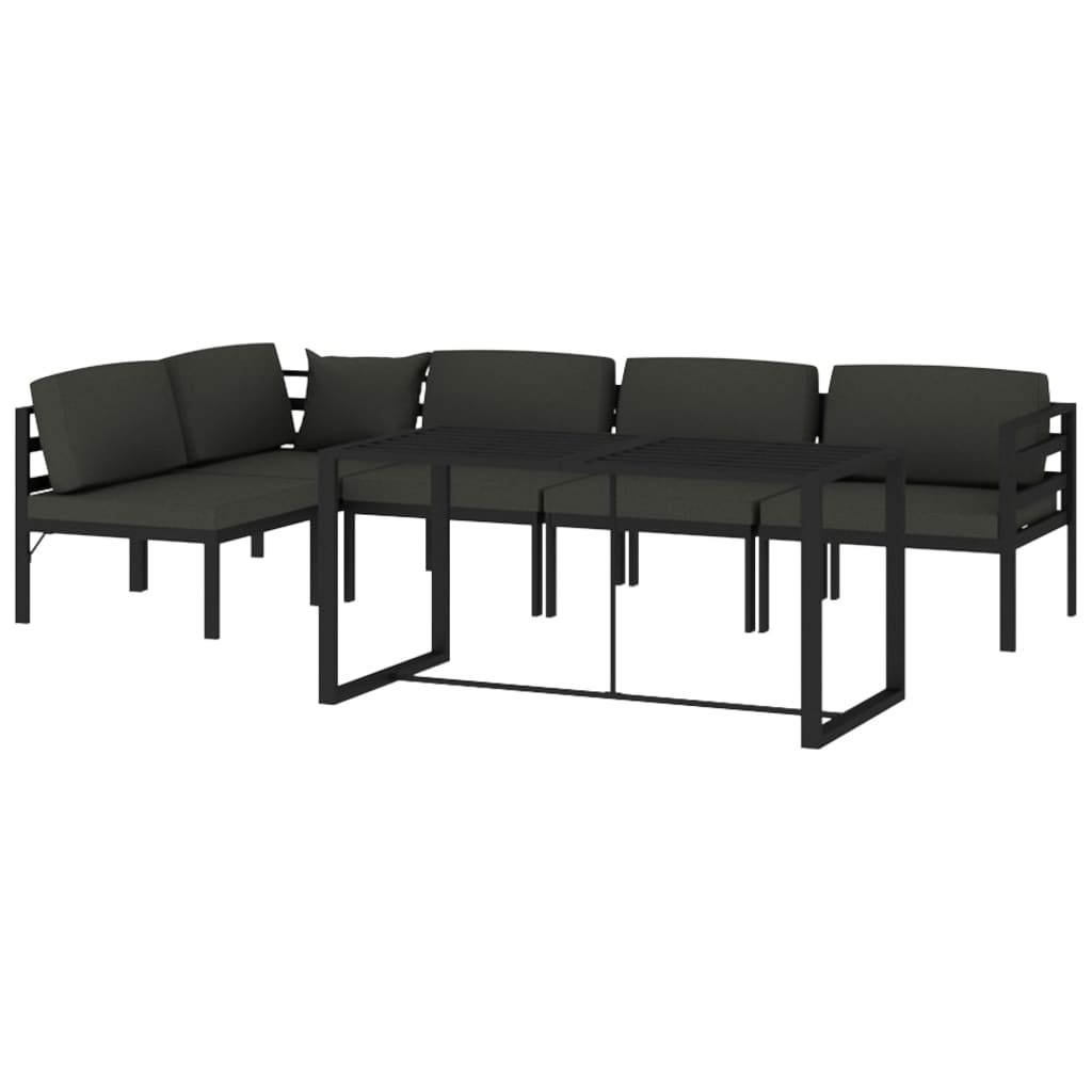 vidaXL 6-cz. zestaw mebli ogrodowych, poduszki, aluminium, antracyt