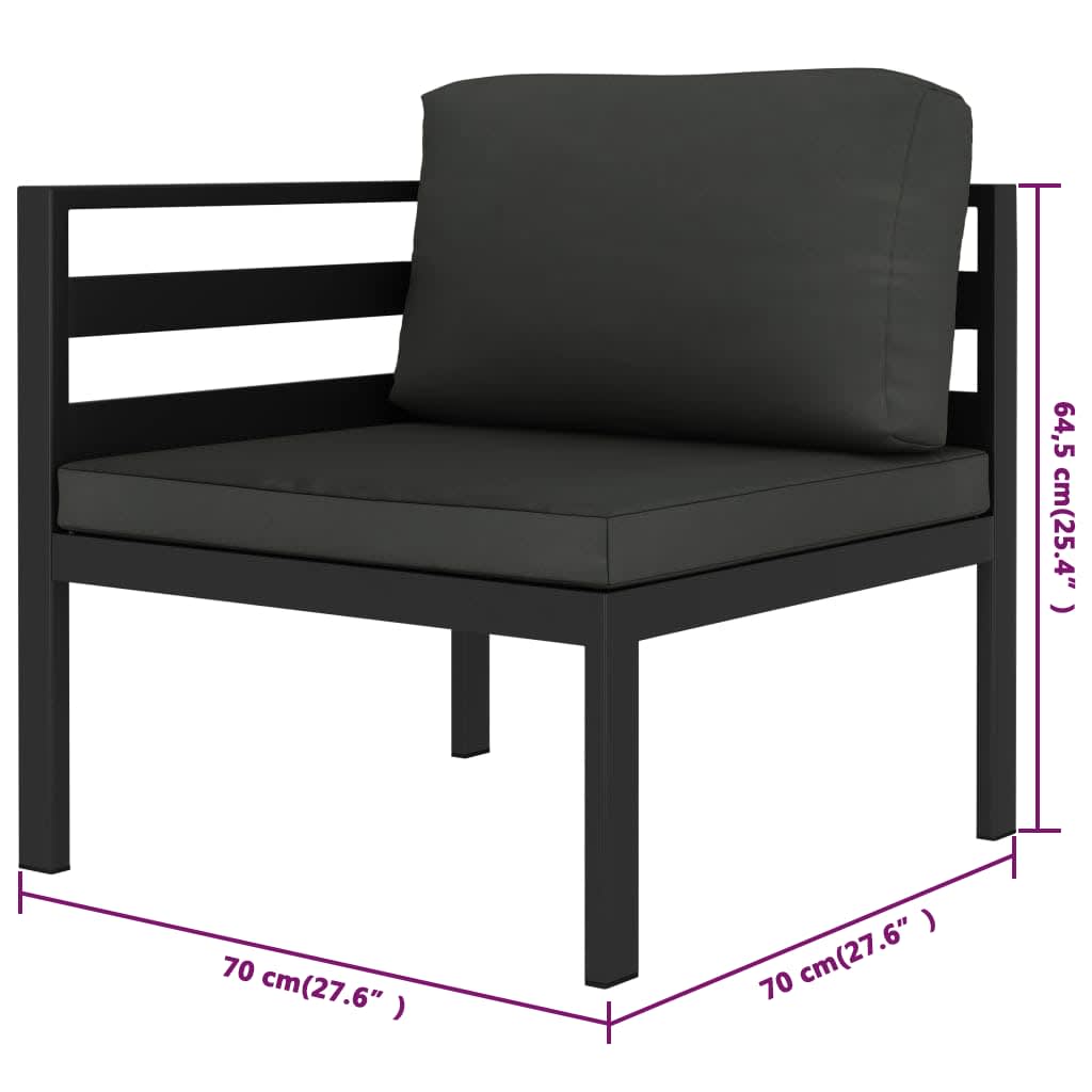vidaXL 6-cz. zestaw mebli ogrodowych, poduszki, aluminium, antracyt