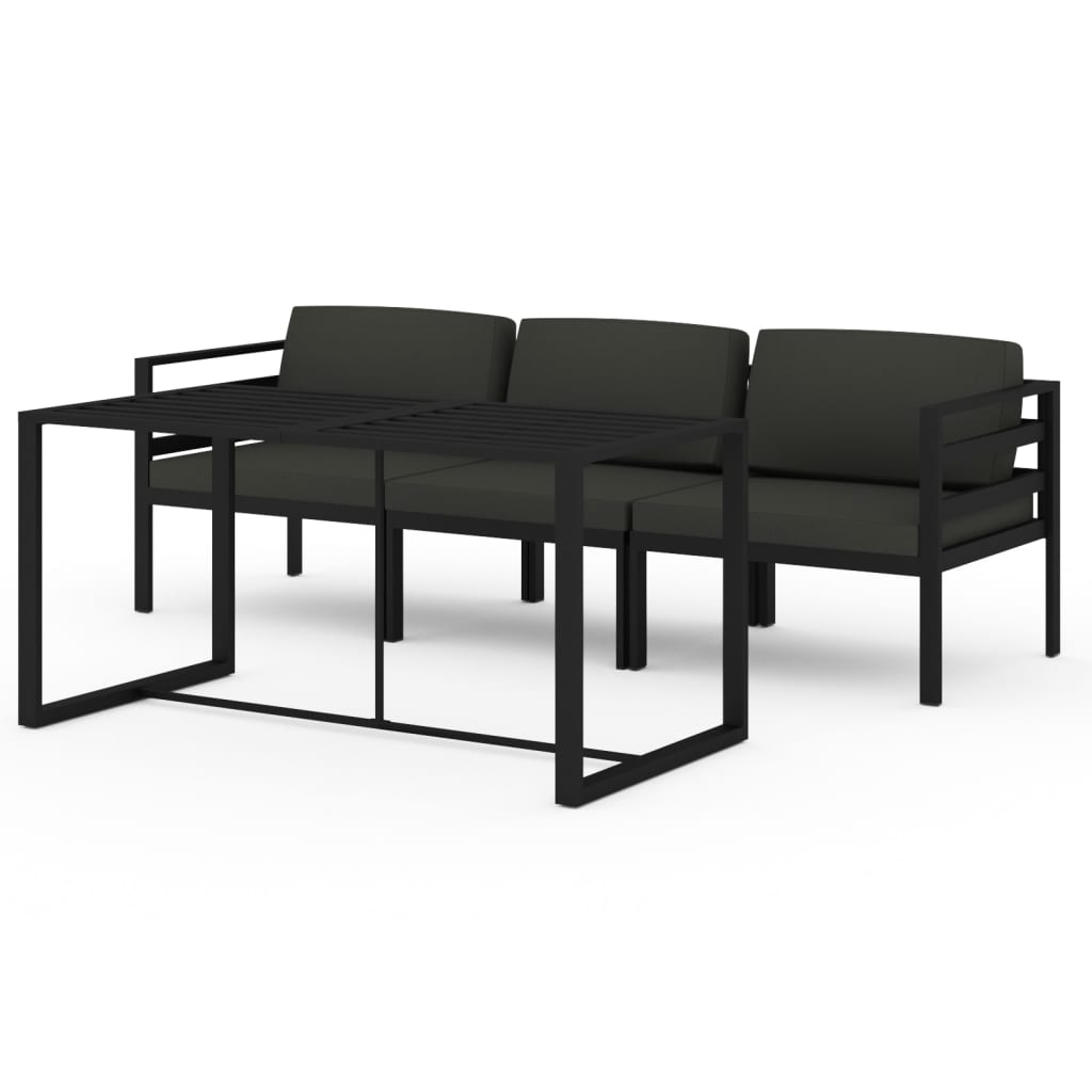 vidaXL 4-cz. zestaw mebli ogrodowych, poduszki, aluminium, antracyt