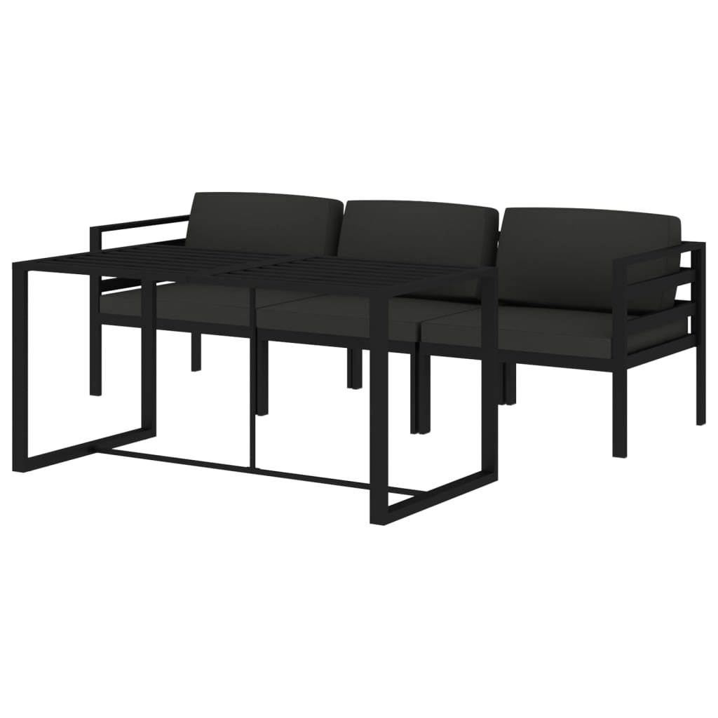 vidaXL 4-cz. zestaw mebli ogrodowych, poduszki, aluminium, antracyt