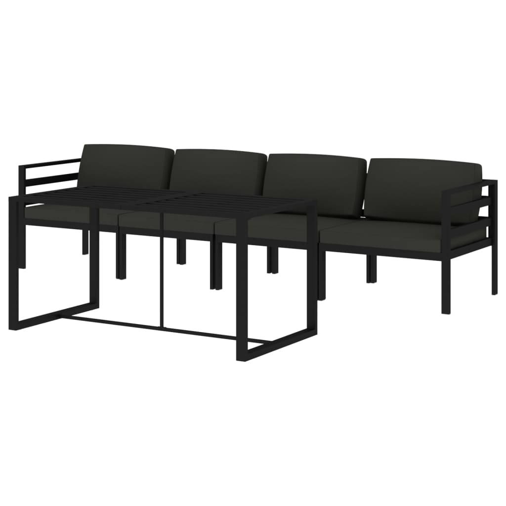 vidaXL 5-cz. zestaw mebli ogrodowych, poduszki, aluminium, antracyt