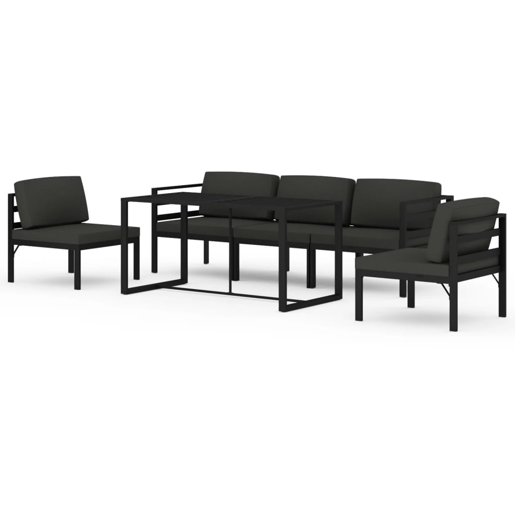 vidaXL 6-cz. zestaw mebli ogrodowych, poduszki, aluminium, antracyt