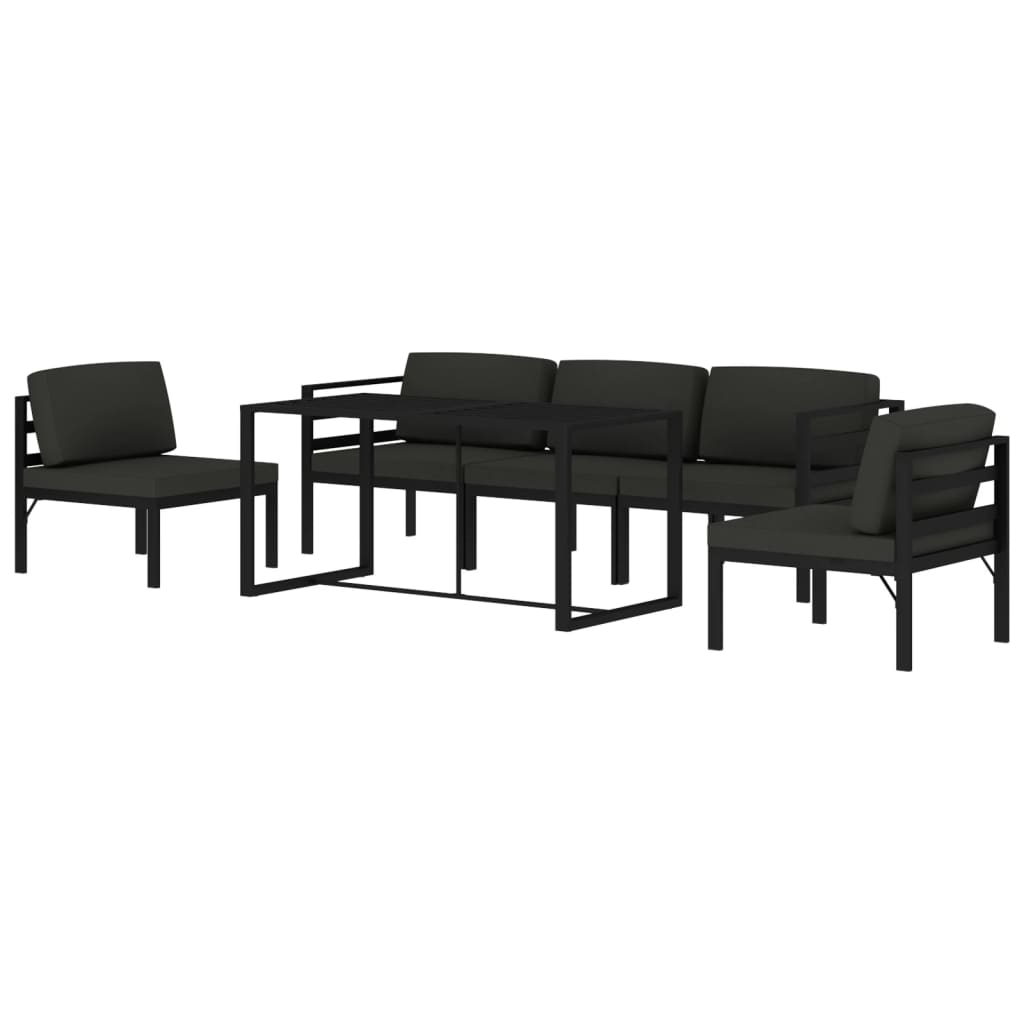 vidaXL 6-cz. zestaw mebli ogrodowych, poduszki, aluminium, antracyt