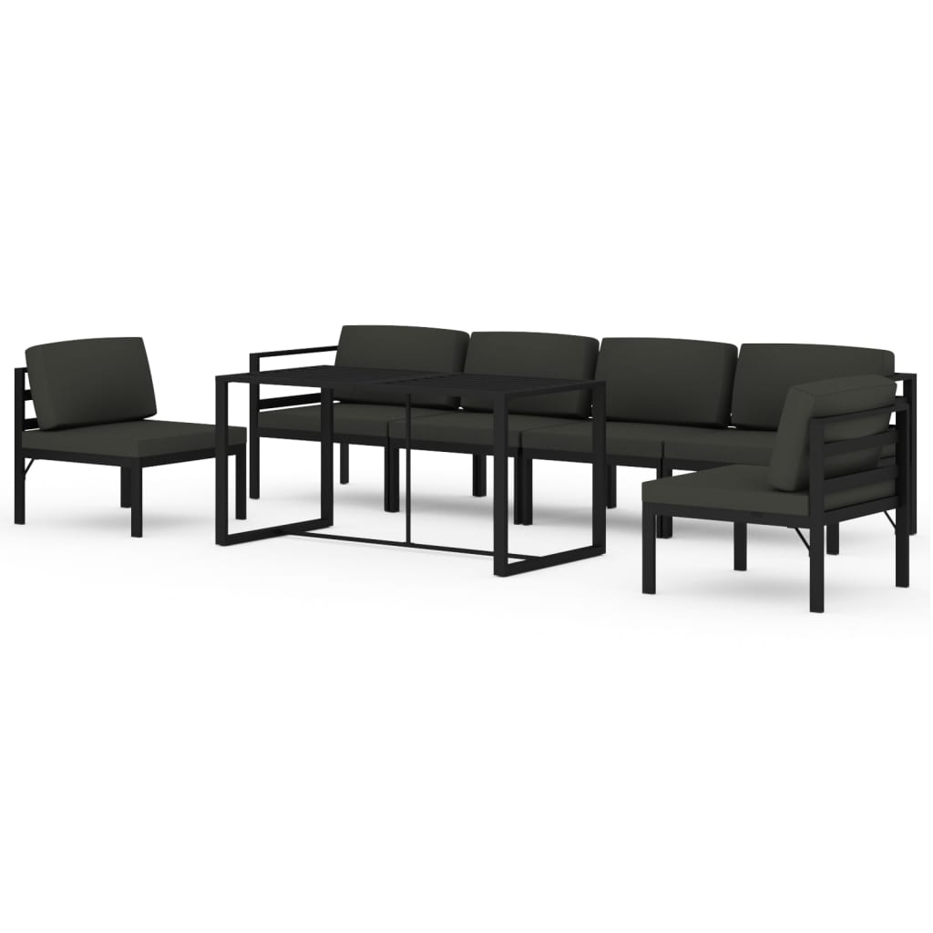 vidaXL 7-cz. zestaw mebli ogrodowych, poduszki, aluminium, antracyt
