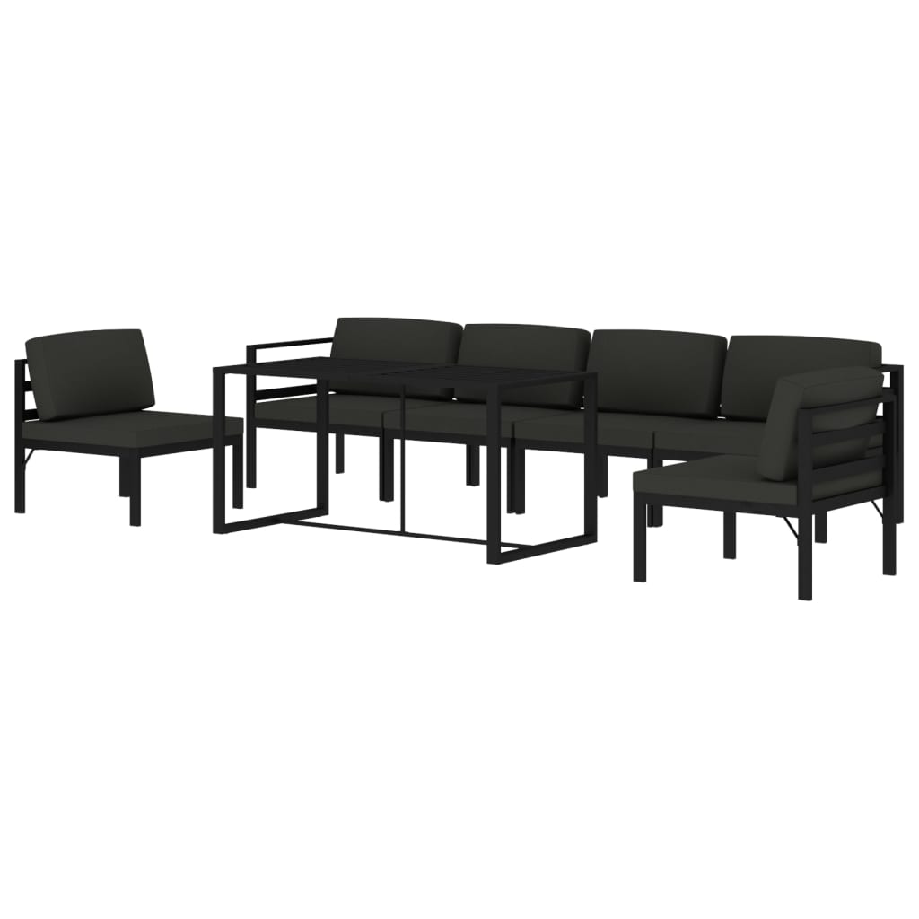 vidaXL 7-cz. zestaw mebli ogrodowych, poduszki, aluminium, antracyt