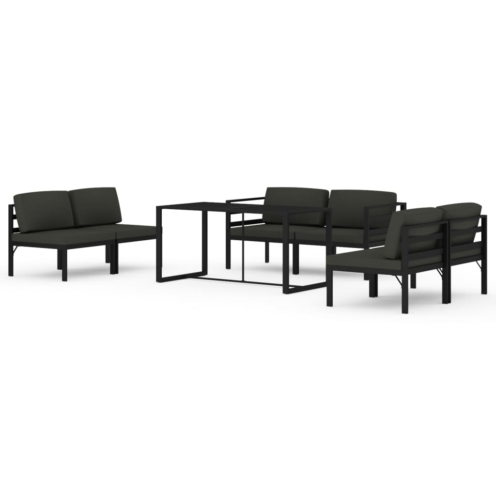 vidaXL 7-cz. zestaw mebli ogrodowych, poduszki, aluminium, antracyt
