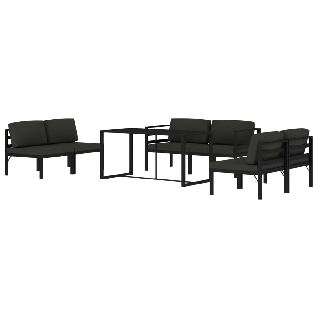 vidaXL 7-cz. zestaw mebli ogrodowych, poduszki, aluminium, antracyt
