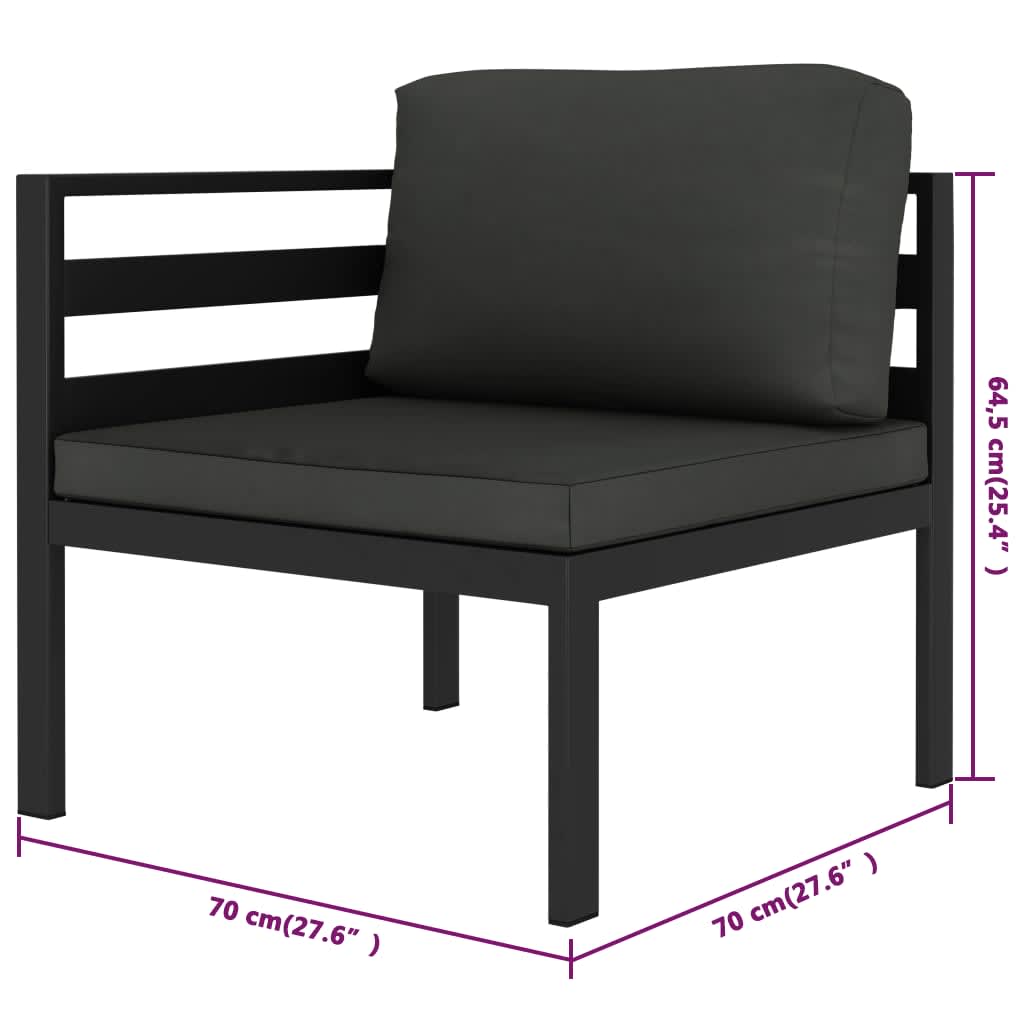 vidaXL 7-cz. zestaw mebli ogrodowych, poduszki, aluminium, antracyt