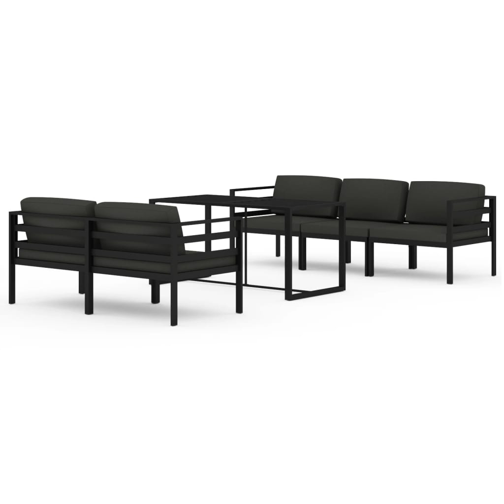 vidaXL 6-cz. zestaw mebli ogrodowych, poduszki, aluminium, antracyt