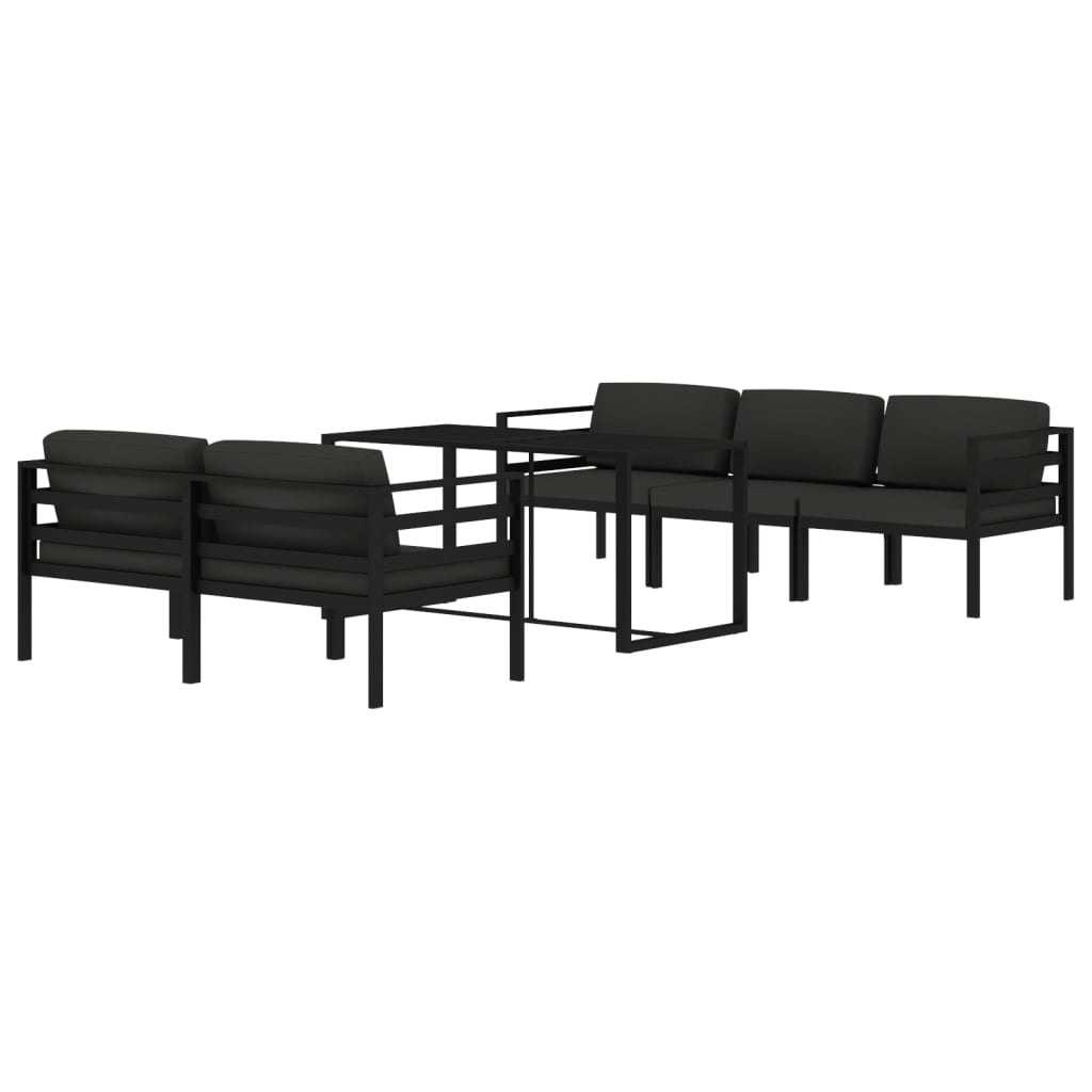 vidaXL 6-cz. zestaw mebli ogrodowych, poduszki, aluminium, antracyt