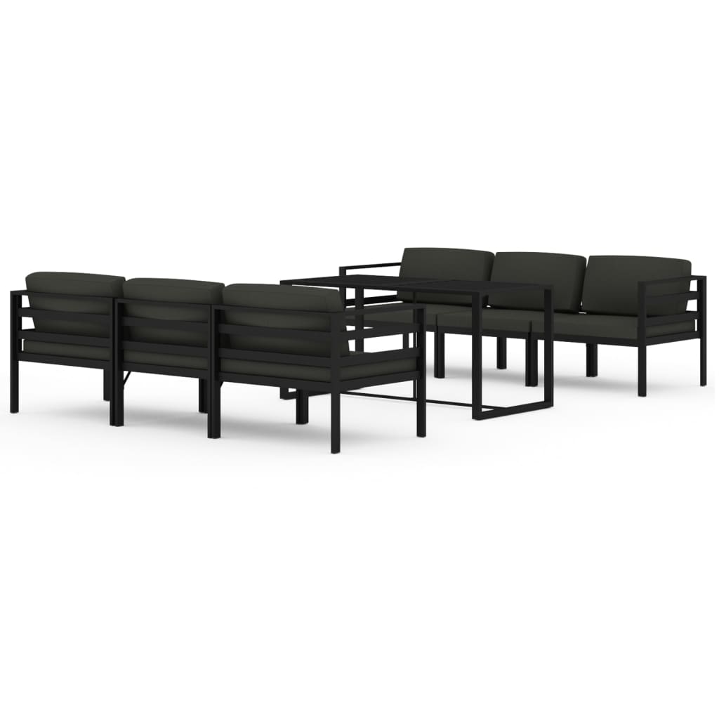 vidaXL 7-cz. zestaw mebli ogrodowych, poduszki, aluminium, antracyt