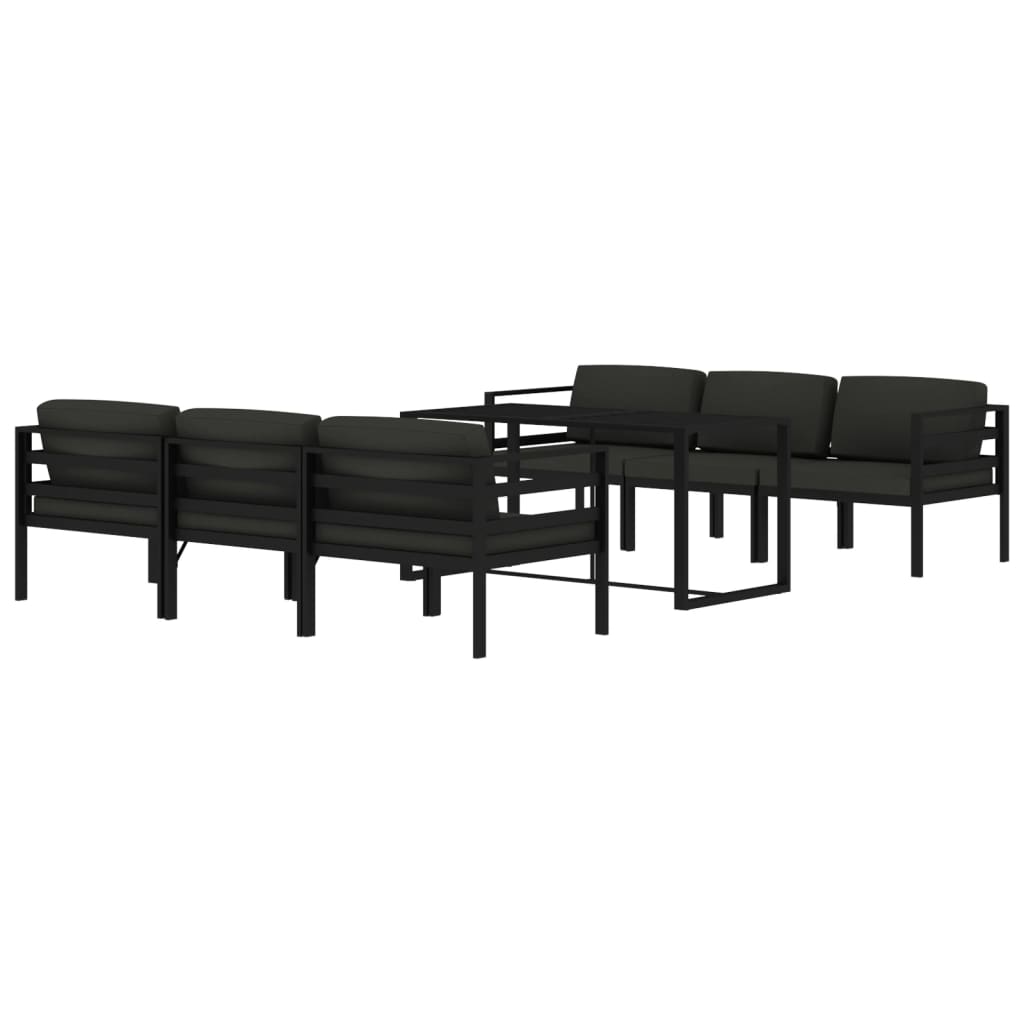 vidaXL 7-cz. zestaw mebli ogrodowych, poduszki, aluminium, antracyt