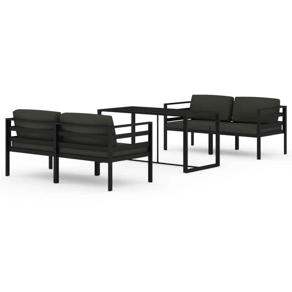 vidaXL 5-cz. zestaw mebli ogrodowych, poduszki, aluminium, antracyt