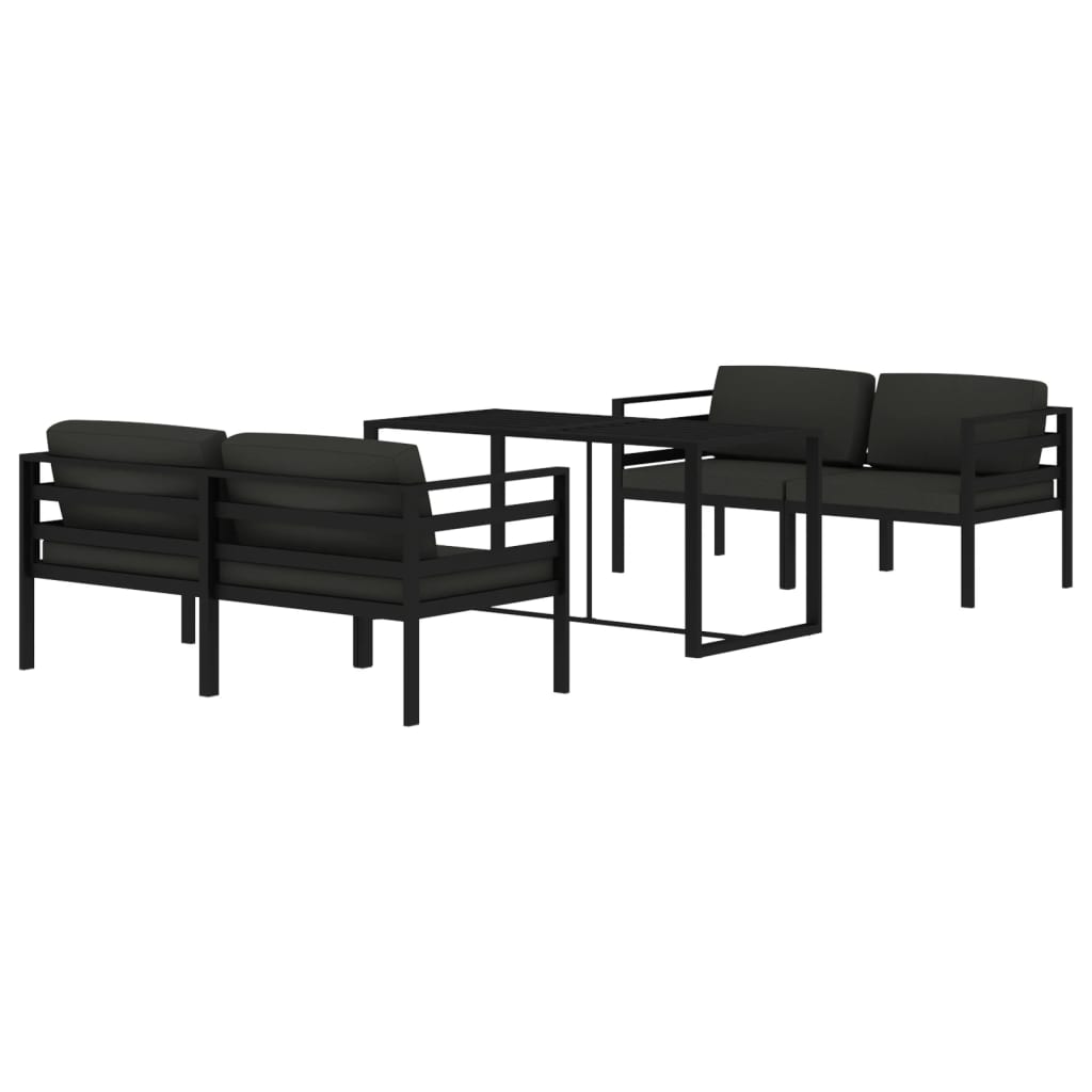 vidaXL 5-cz. zestaw mebli ogrodowych, poduszki, aluminium, antracyt