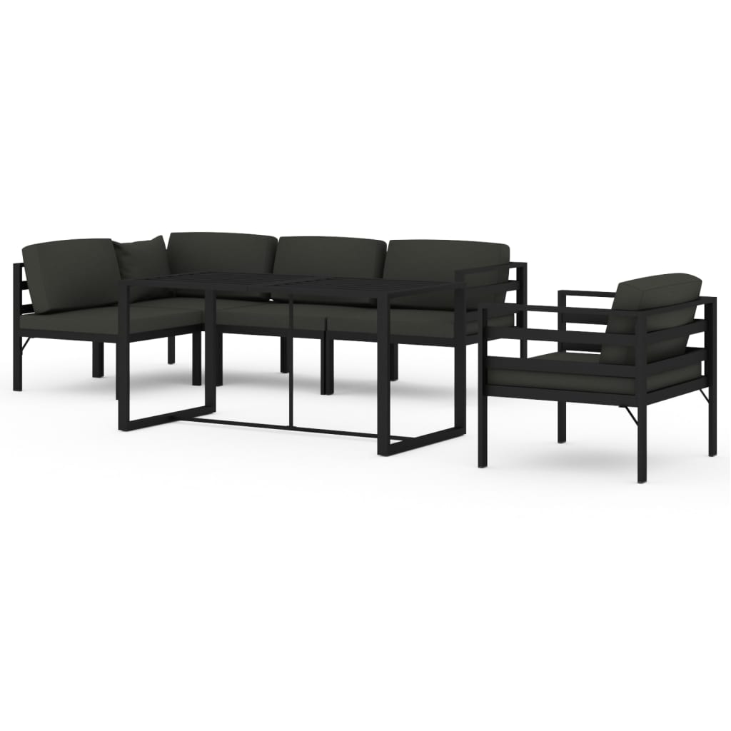 vidaXL 6-cz. zestaw mebli ogrodowych, poduszki, aluminium, antracyt