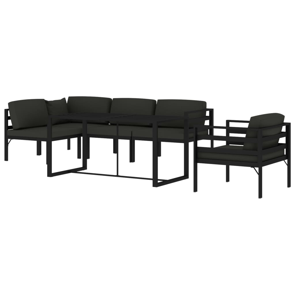 vidaXL 6-cz. zestaw mebli ogrodowych, poduszki, aluminium, antracyt