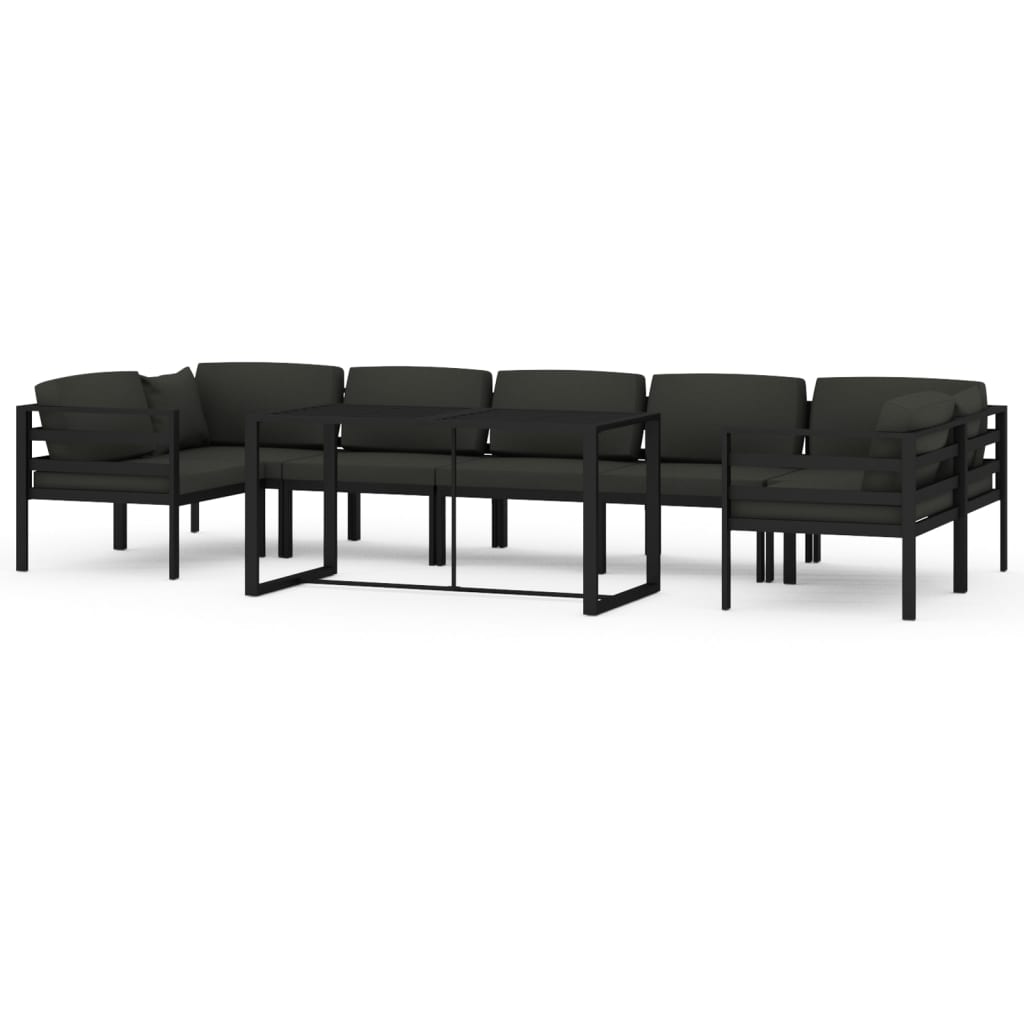 vidaXL 8-cz. zestaw mebli ogrodowych, poduszki, aluminium, antracyt