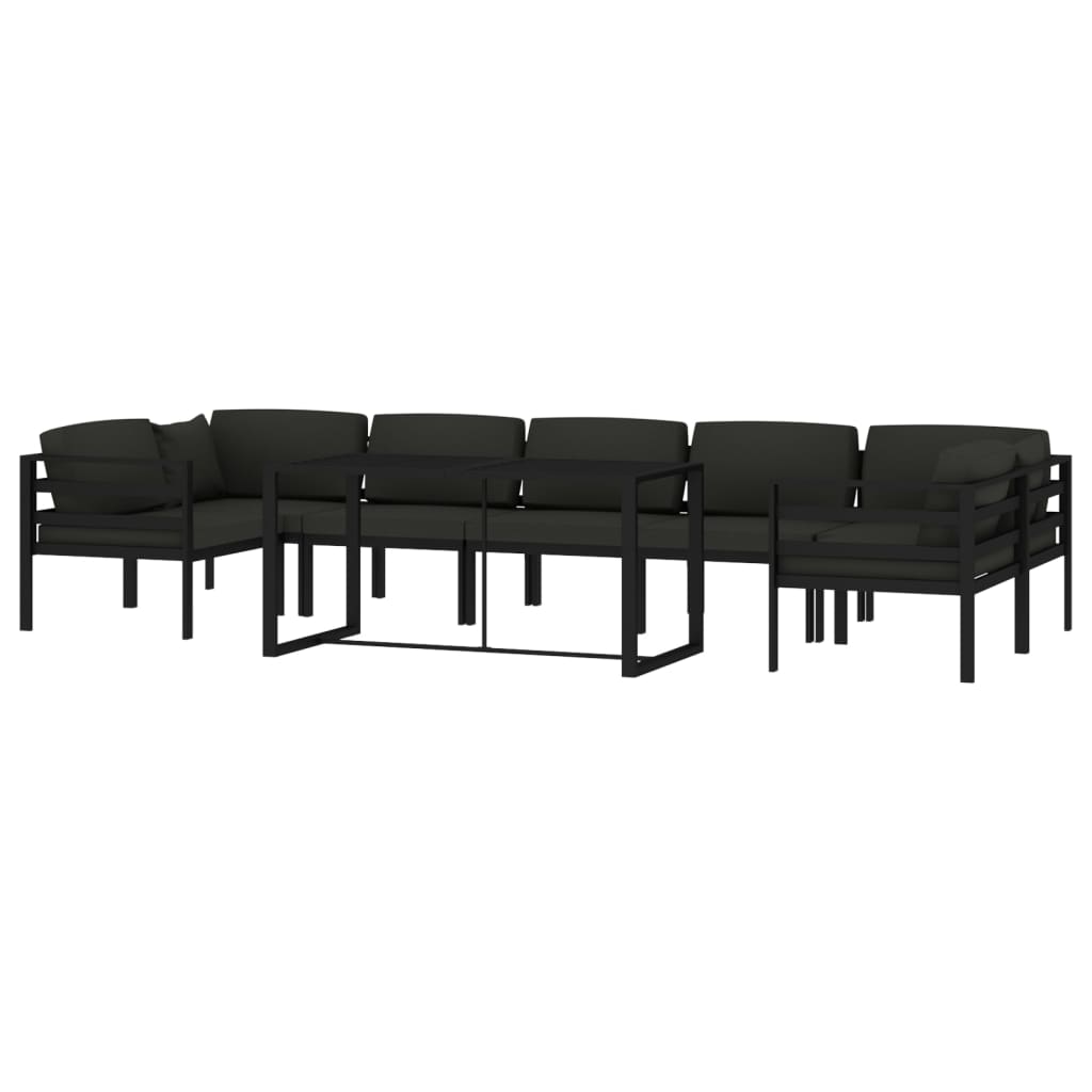 vidaXL 8-cz. zestaw mebli ogrodowych, poduszki, aluminium, antracyt
