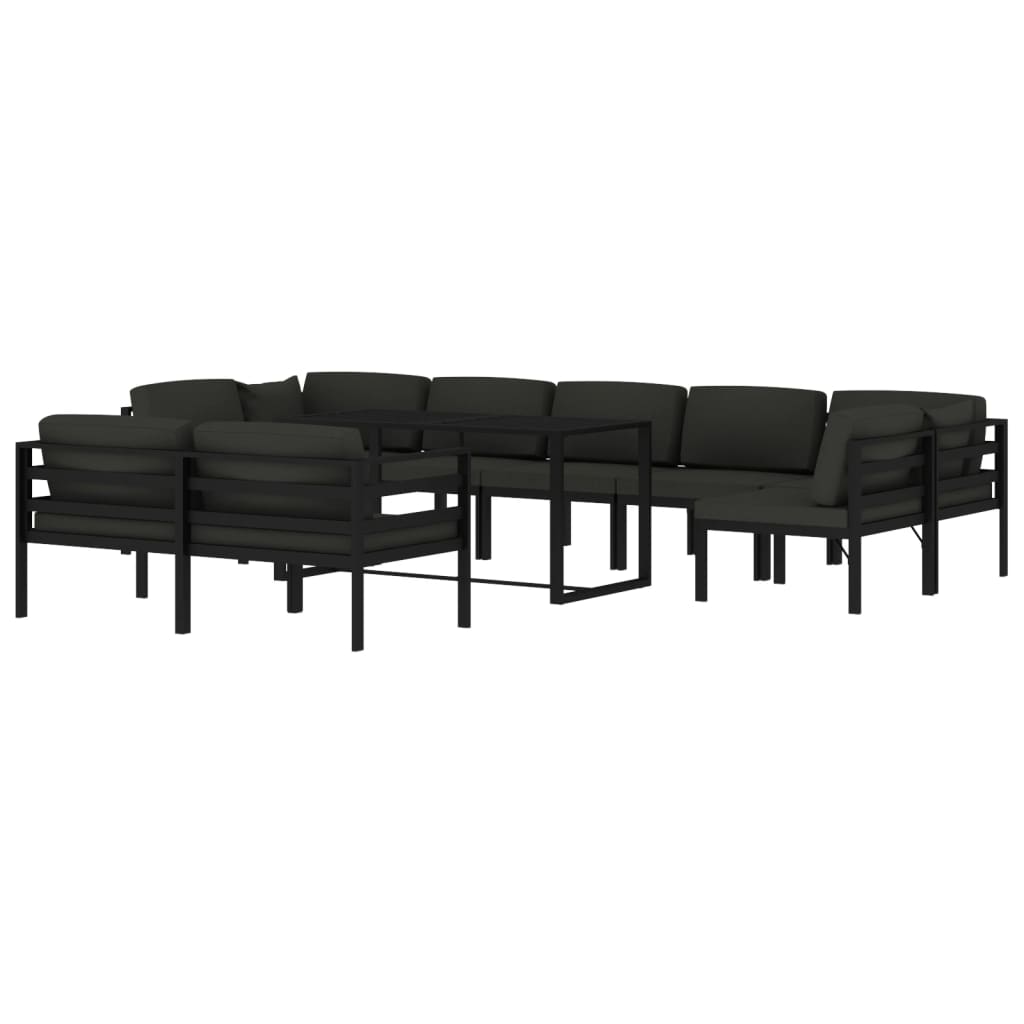 vidaXL 10-cz. zestaw mebli ogrodowych, poduszki, aluminium, antracyt