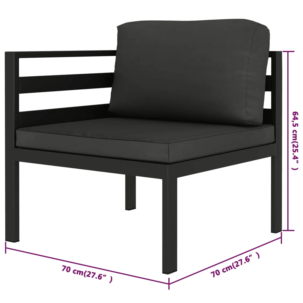 vidaXL 10-cz. zestaw mebli ogrodowych, poduszki, aluminium, antracyt