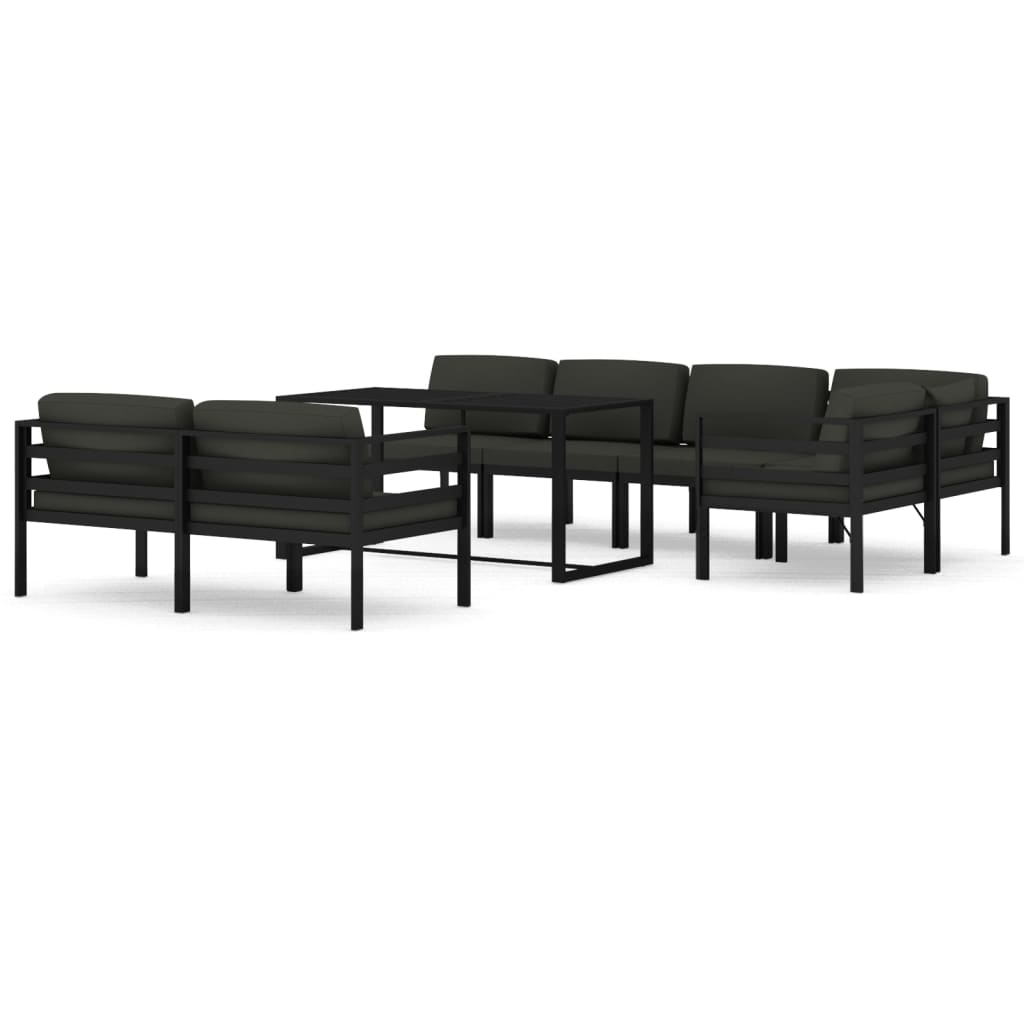 vidaXL 8-cz. zestaw mebli ogrodowych, poduszki, aluminium, antracyt