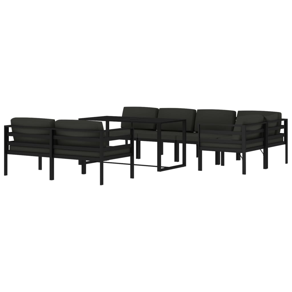 vidaXL 8-cz. zestaw mebli ogrodowych, poduszki, aluminium, antracyt