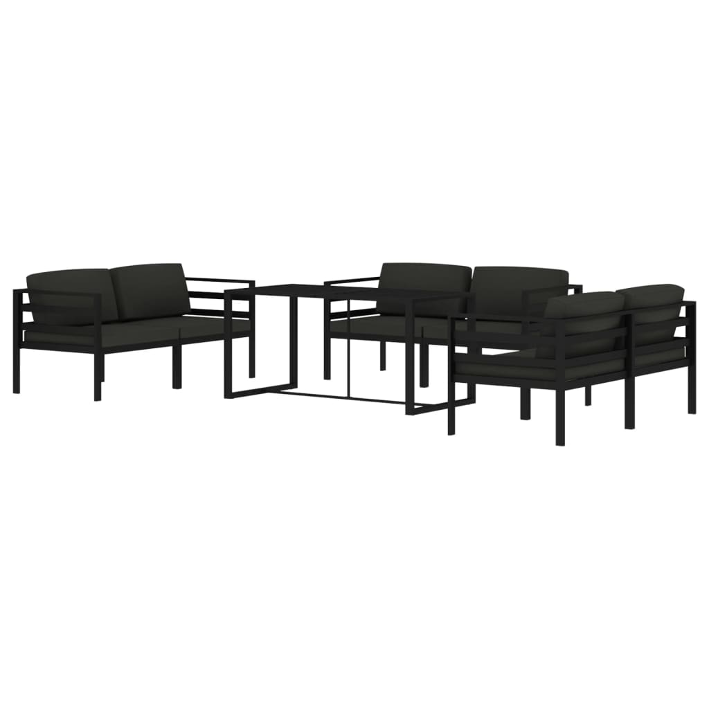 vidaXL 7-cz. zestaw mebli ogrodowych, poduszki, aluminium, antracyt