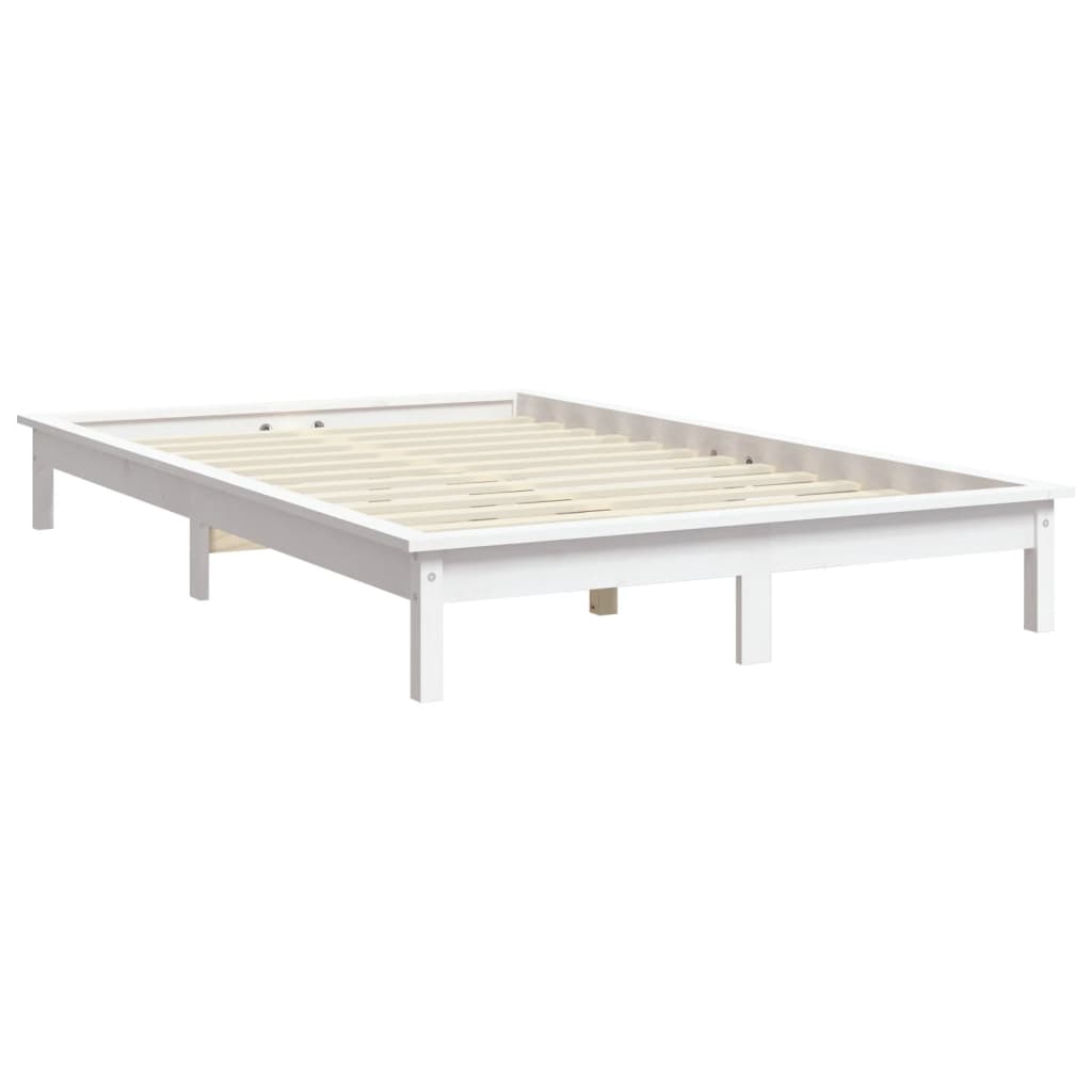 vidaXL Rama łóżka bez materaca, biała, 140x190 cm, lite drewno sosnowe