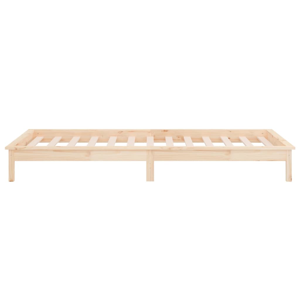 vidaXL Rama łóżka z LED, 90 x 200 cm, lite drewno