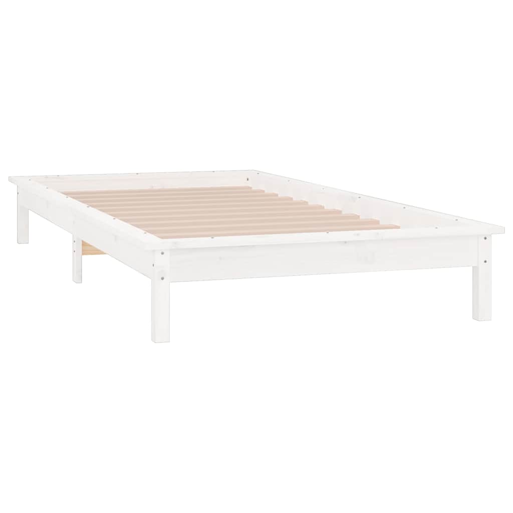 vidaXL Rama łóżka z LED, 90x200 cm, lite drewno