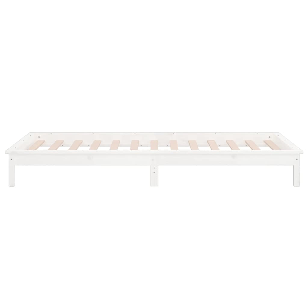 vidaXL Rama łóżka z LED, 90x200 cm, lite drewno