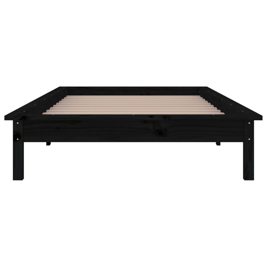 vidaXL Rama łóżka z LED, czarna, 90x200 cm, lite drewno