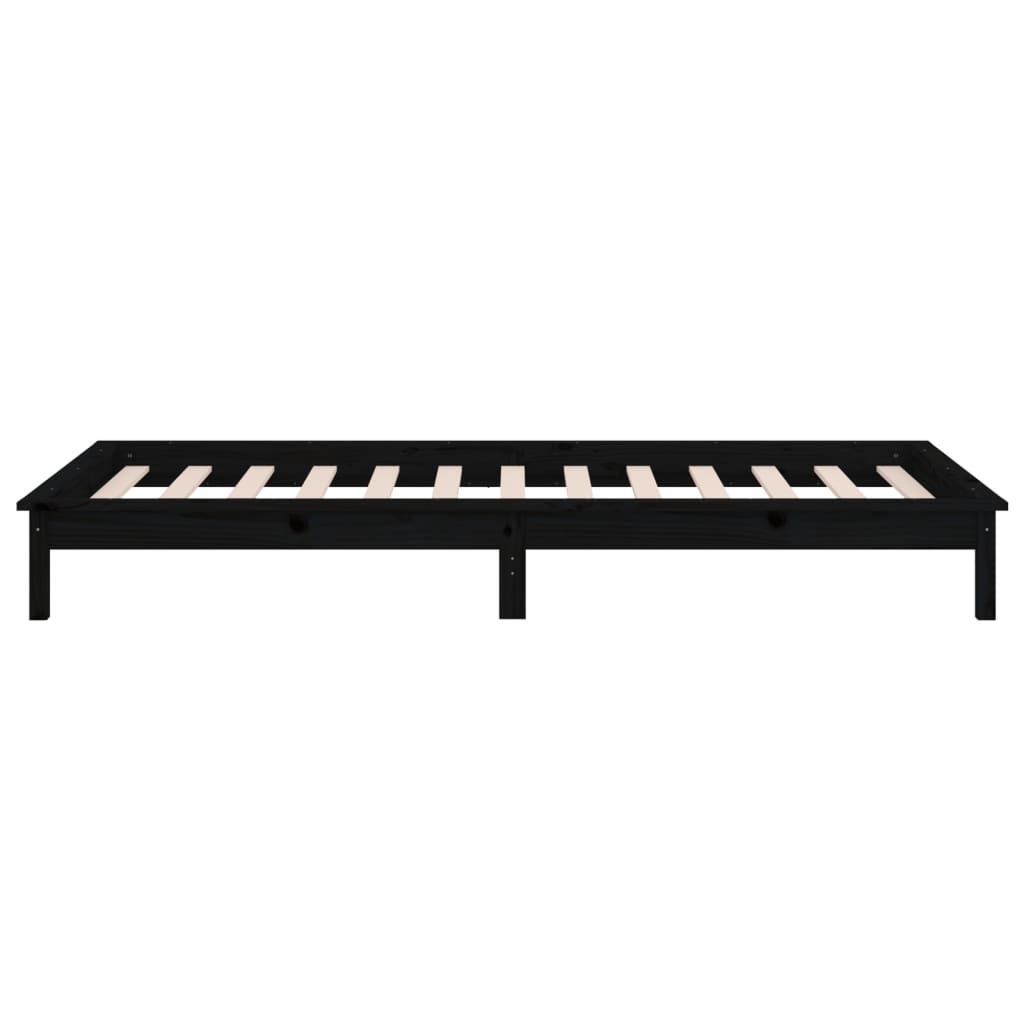 vidaXL Rama łóżka z LED, czarna, 90x200 cm, lite drewno