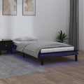 vidaXL Rama łóżka z LED, czarna, 90x200 cm, lite drewno