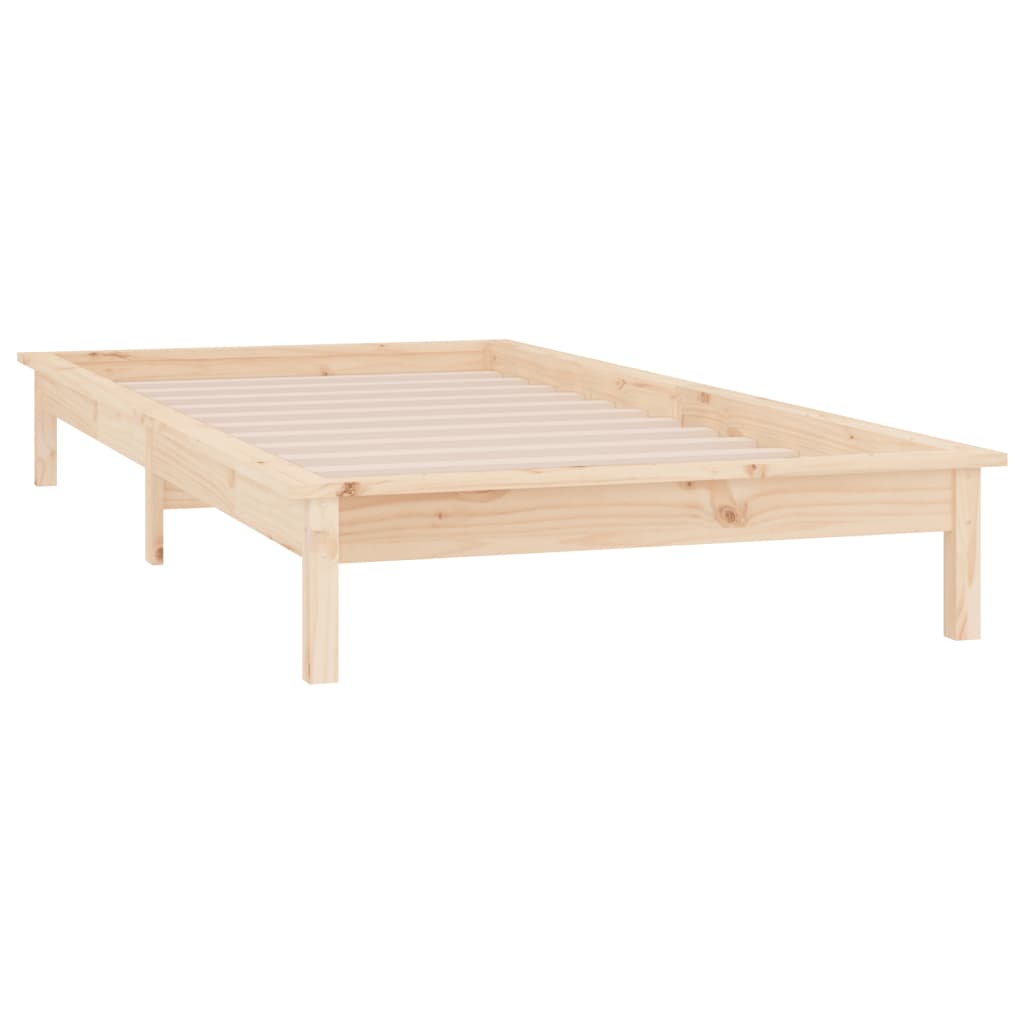 vidaXL Rama łóżka z LED, 100x200 cm, lite drewno