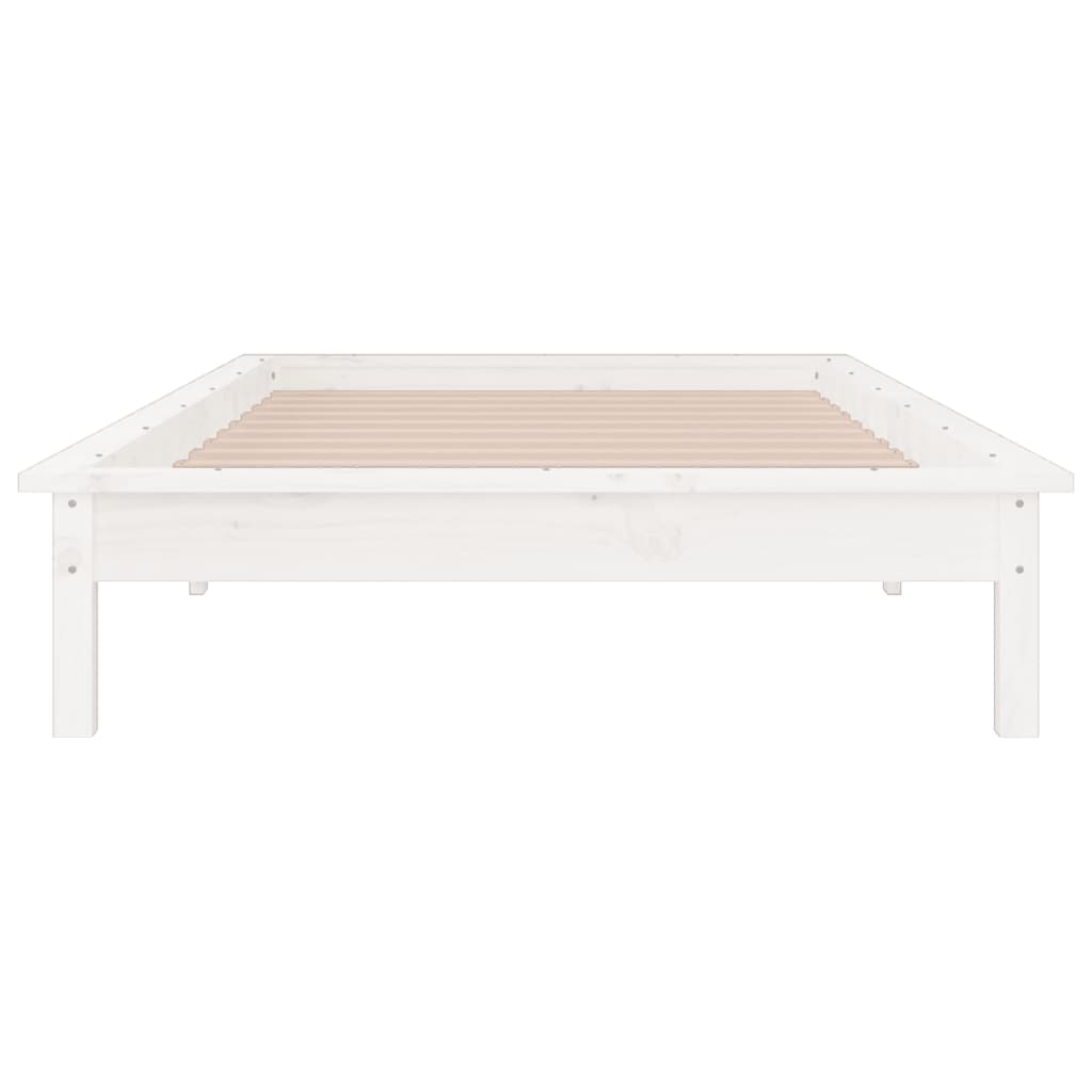 vidaXL Rama łóżka z LED, biała, 100x200 cm, lite drewno
