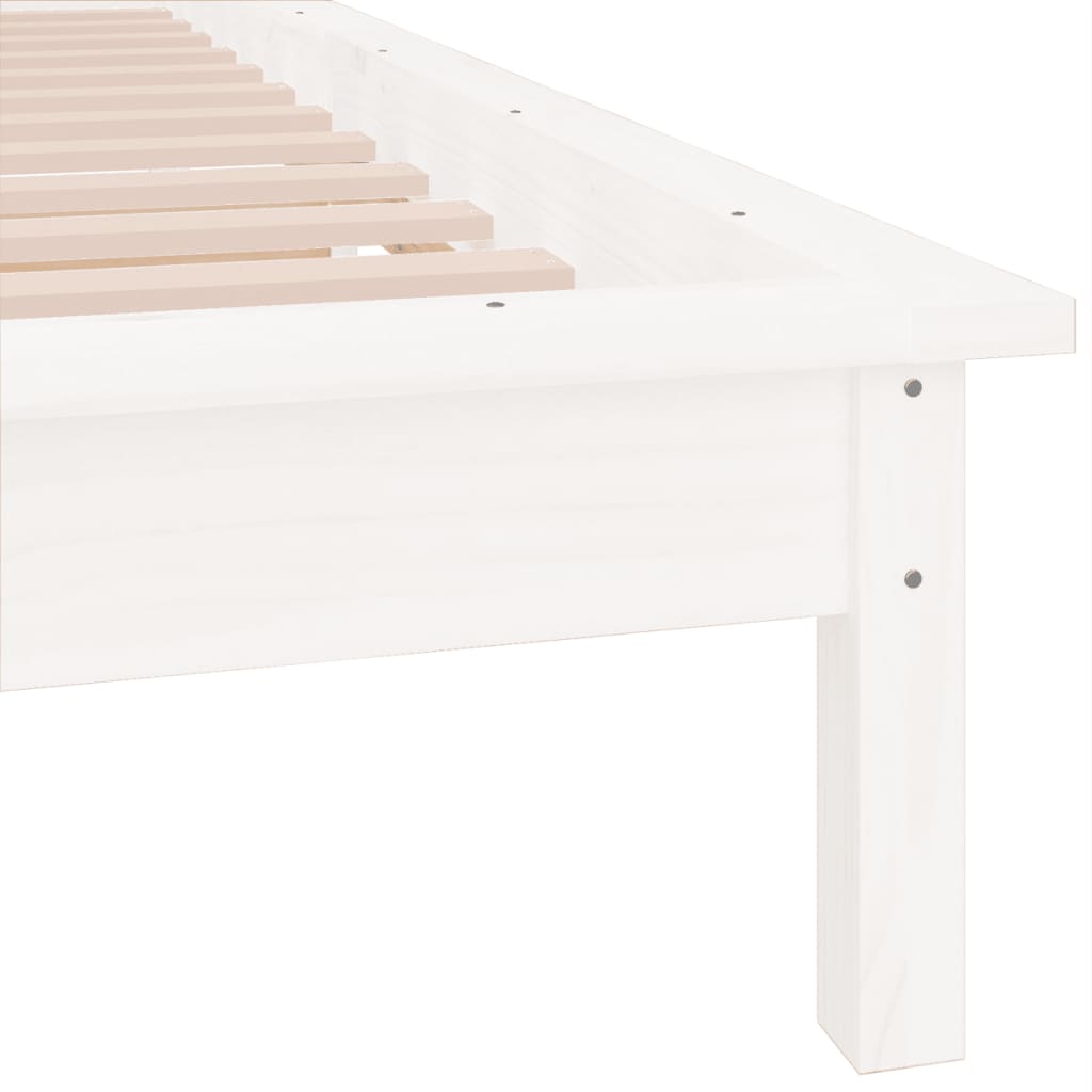 vidaXL Rama łóżka z LED, biała, 100x200 cm, lite drewno