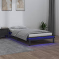 vidaXL Rama łóżka z LED, szara, 100x200 cm, lite drewno